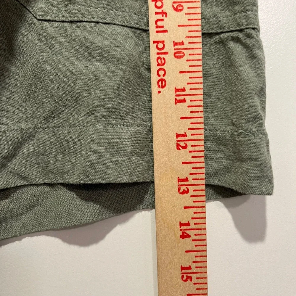 KanCan Olive Green Linen Blend Tie Waist Shorts KW1007SG Large